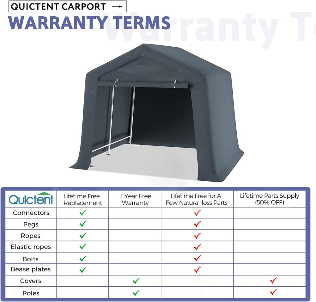 Heavy Duty 7 x 12ft Storage Shelter Carport Grey R1535