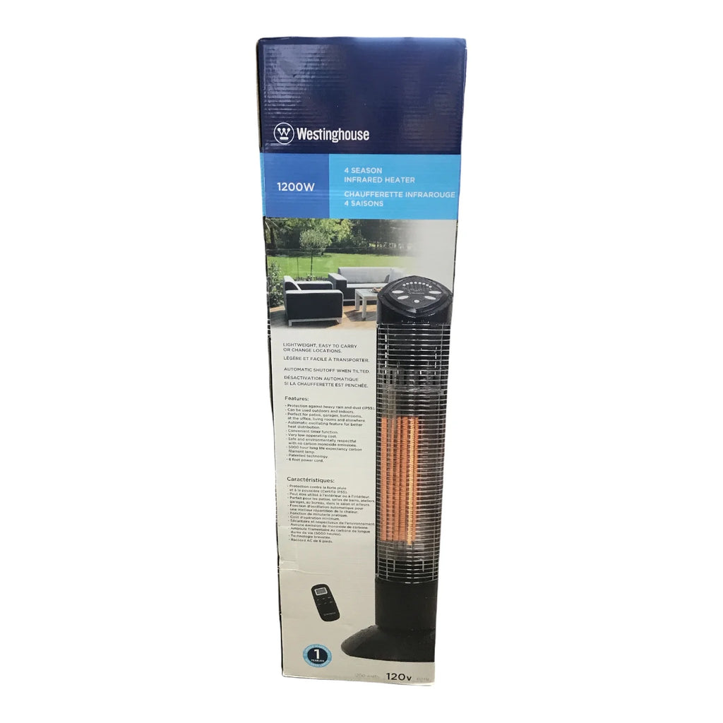 Black 1200W Oscillating Infrared Electric Outdoor Heater D524272
