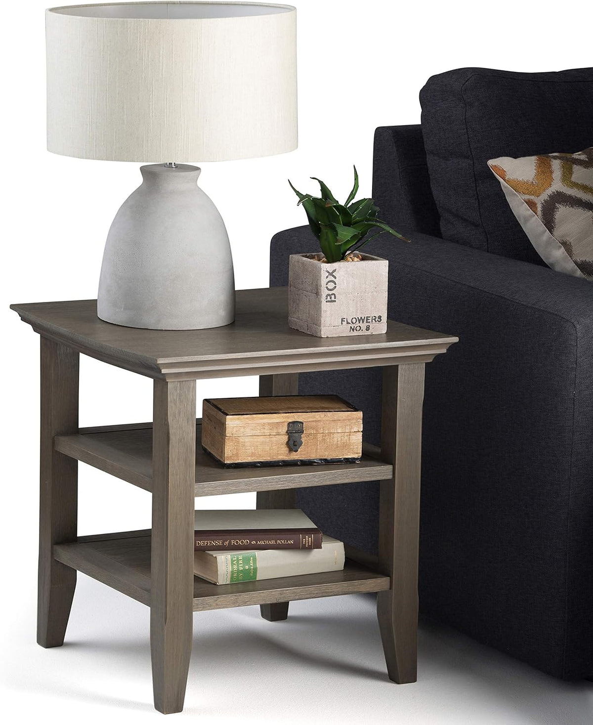 19 inch Rustic Natural Aged Brown End Table X328778