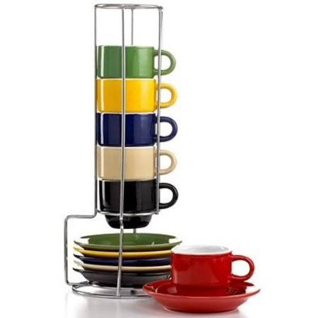Espresso Cups Set with Metal Rack Q78489