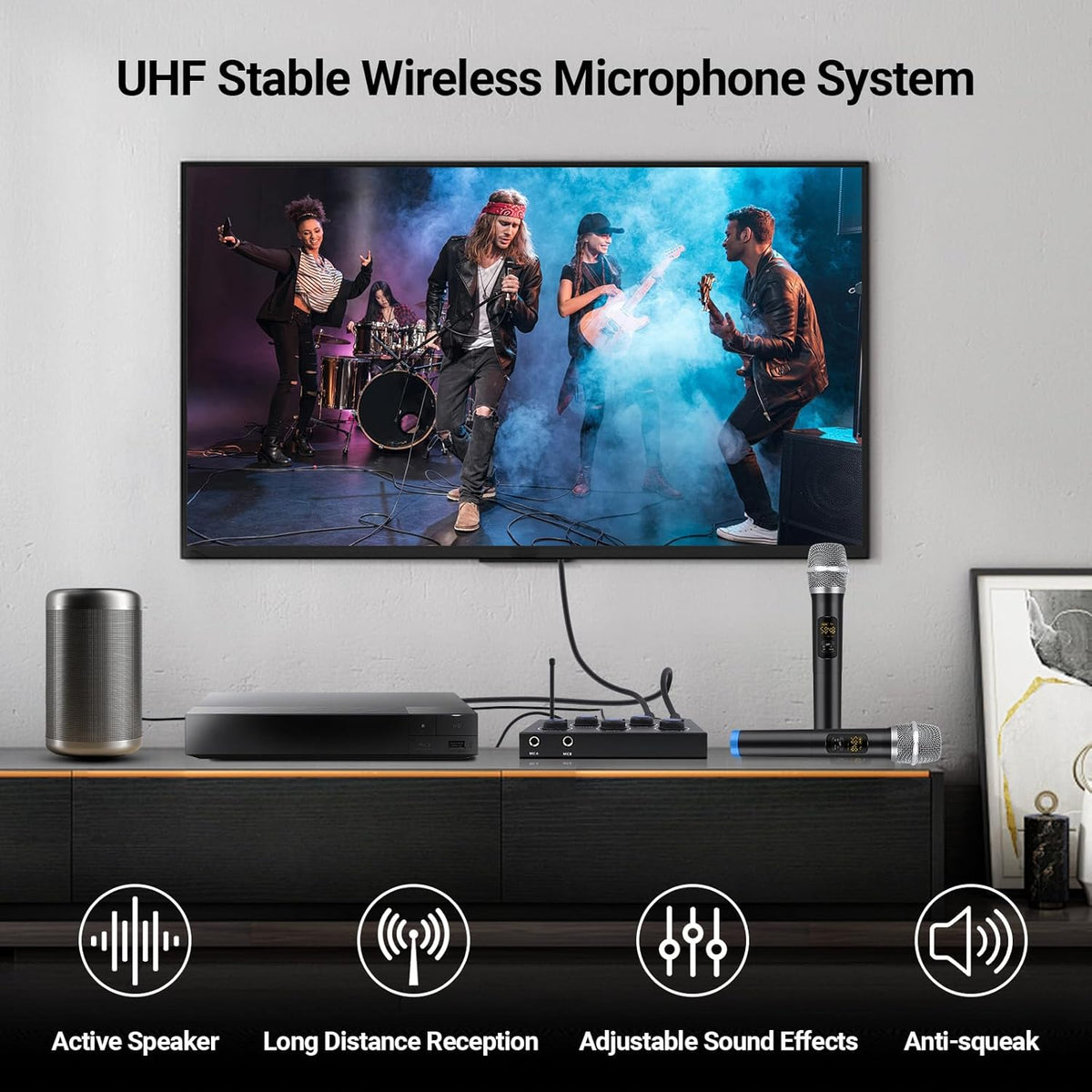 Wireless Karaoke Microphone System with 16 Channels UHF Microphone H51565