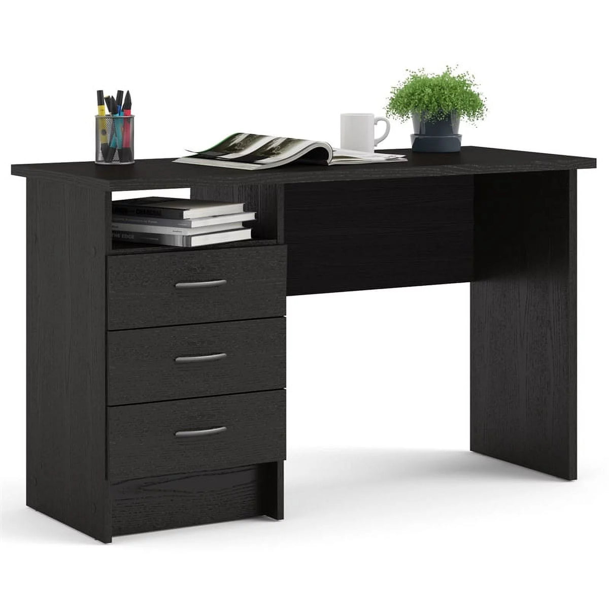 Black 3 Drawer Engineered Wood Desk Y924