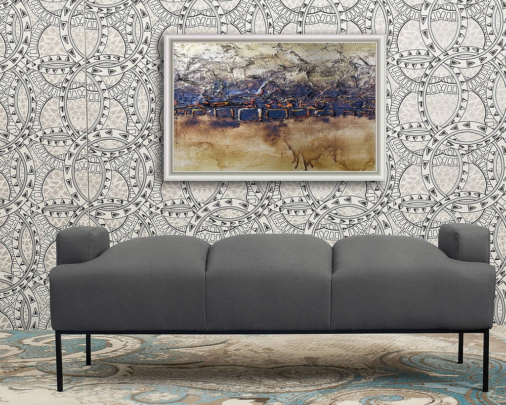 Black PU Leather Ottoman with Metal Frame F32865
