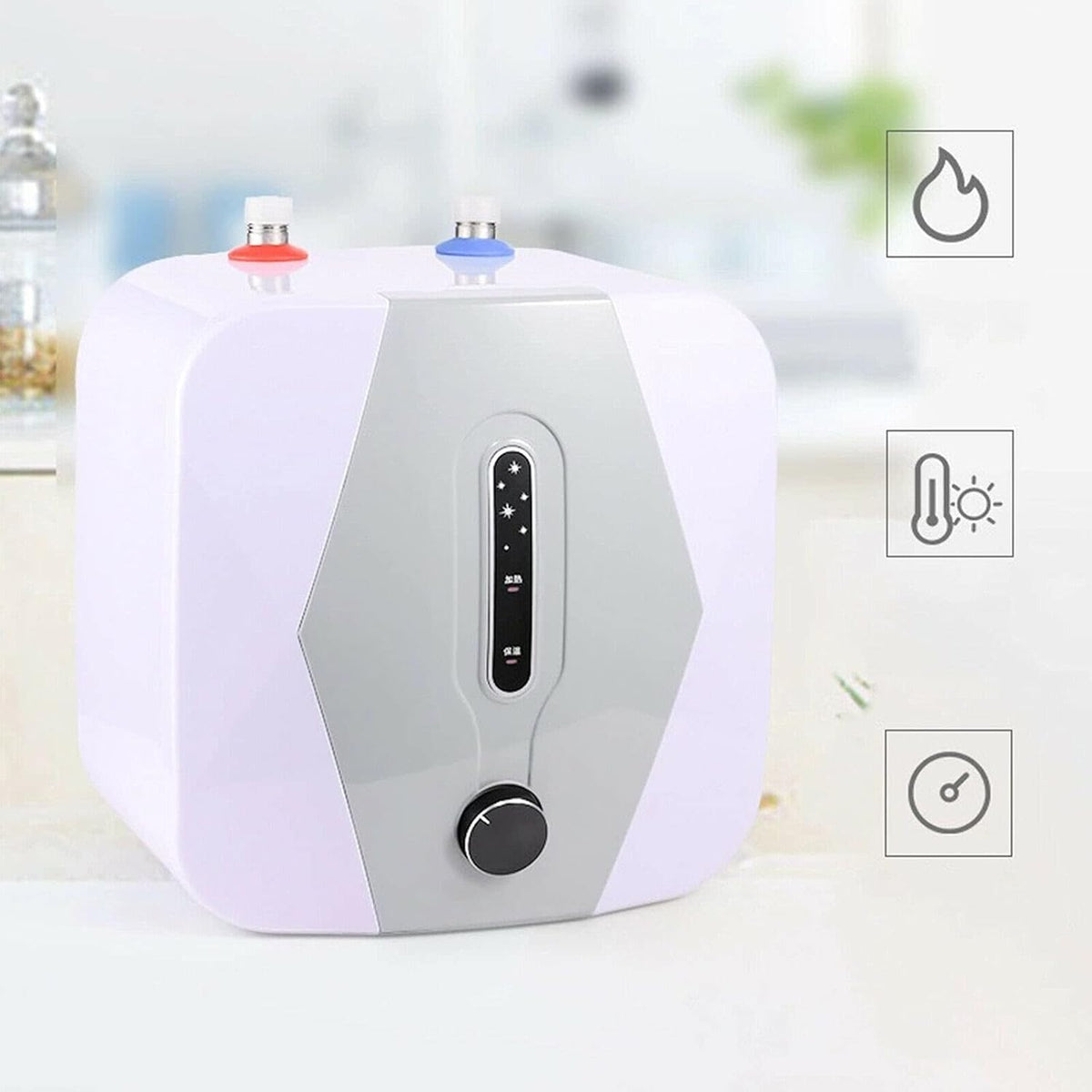 1500W 8L 110V Compact Instant Electric Tank Hot Water Heater IPX4 Mini Tankless Shower 75 ℃ U357013