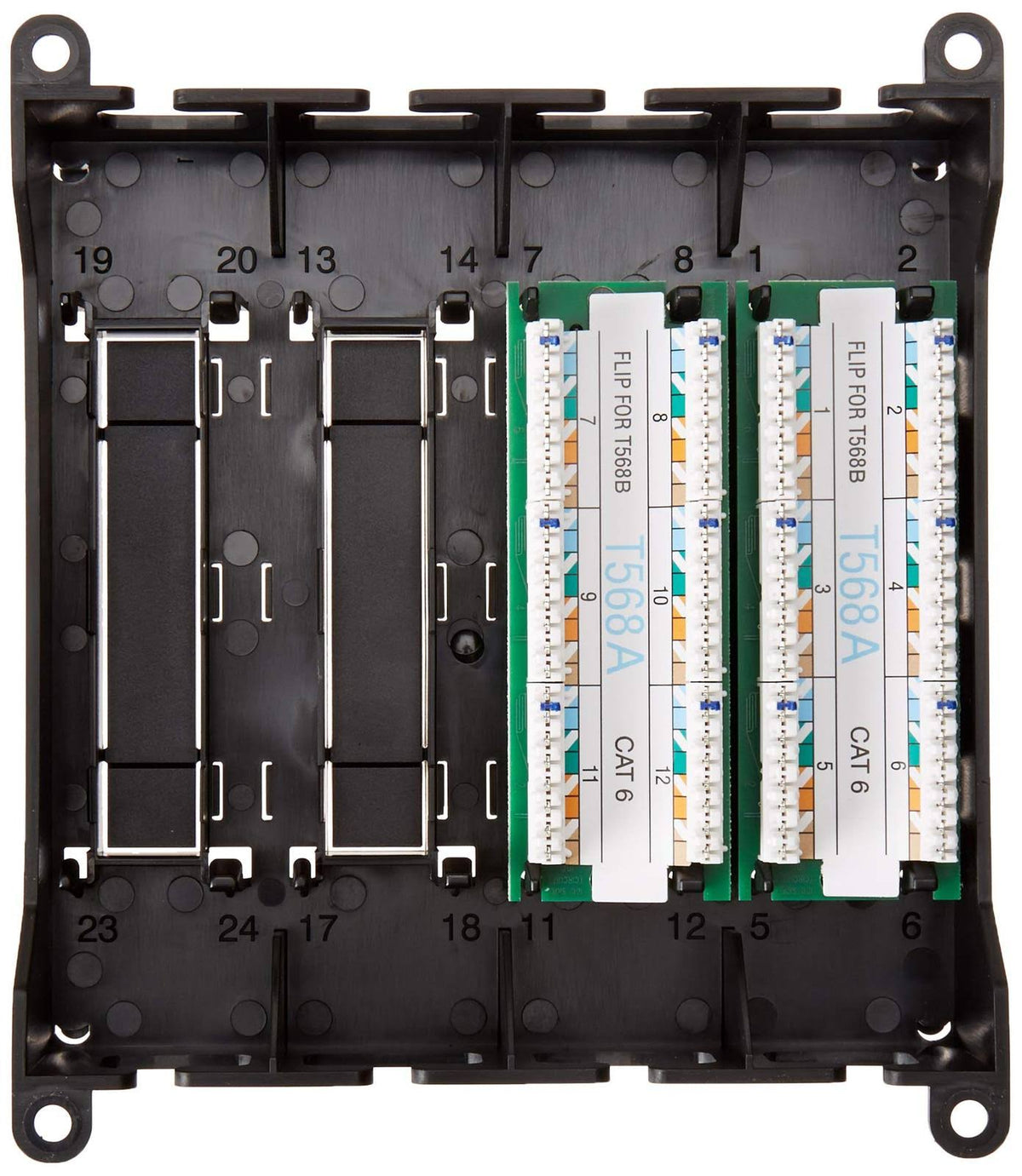 Patch Panel - CAT 6 - RJ-45 X 12 - Black ABS plastic - 12 ports B25082