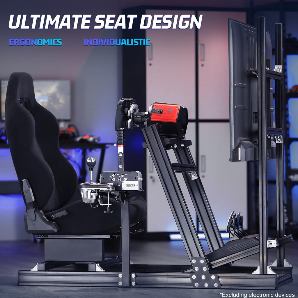 Racing Simulator Cockpit with Monitor Stand and Black Seat Z9139