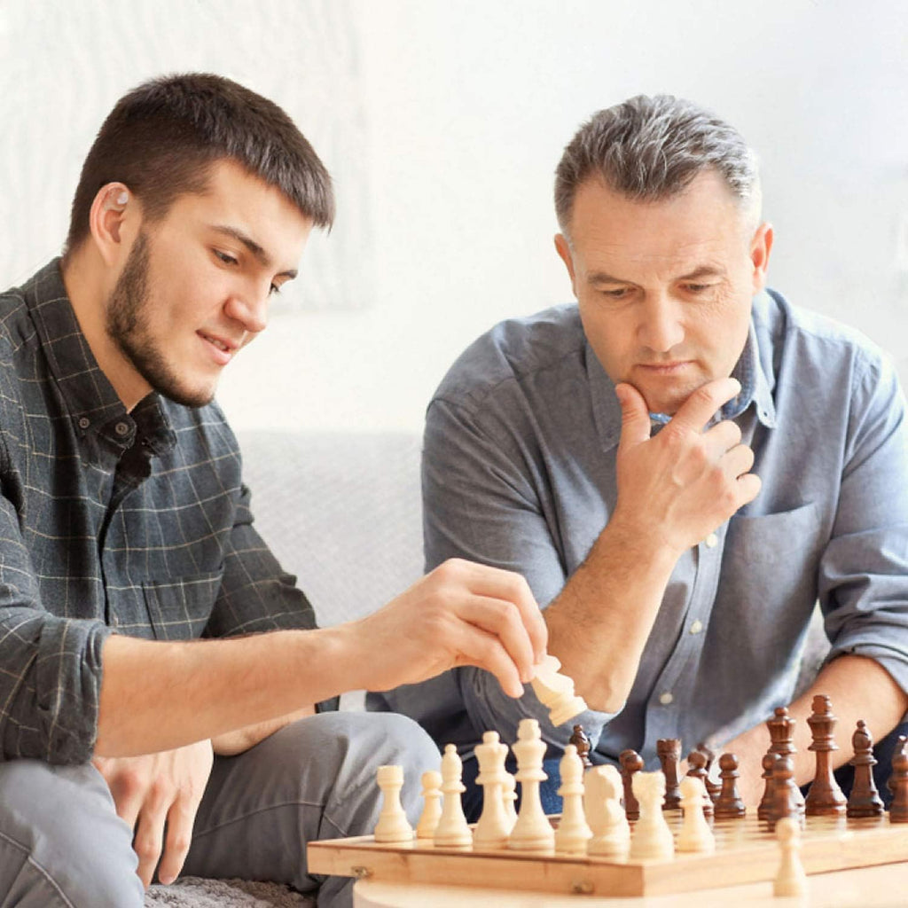Magnetic Wooden Chess Set with Storage Slots W36488