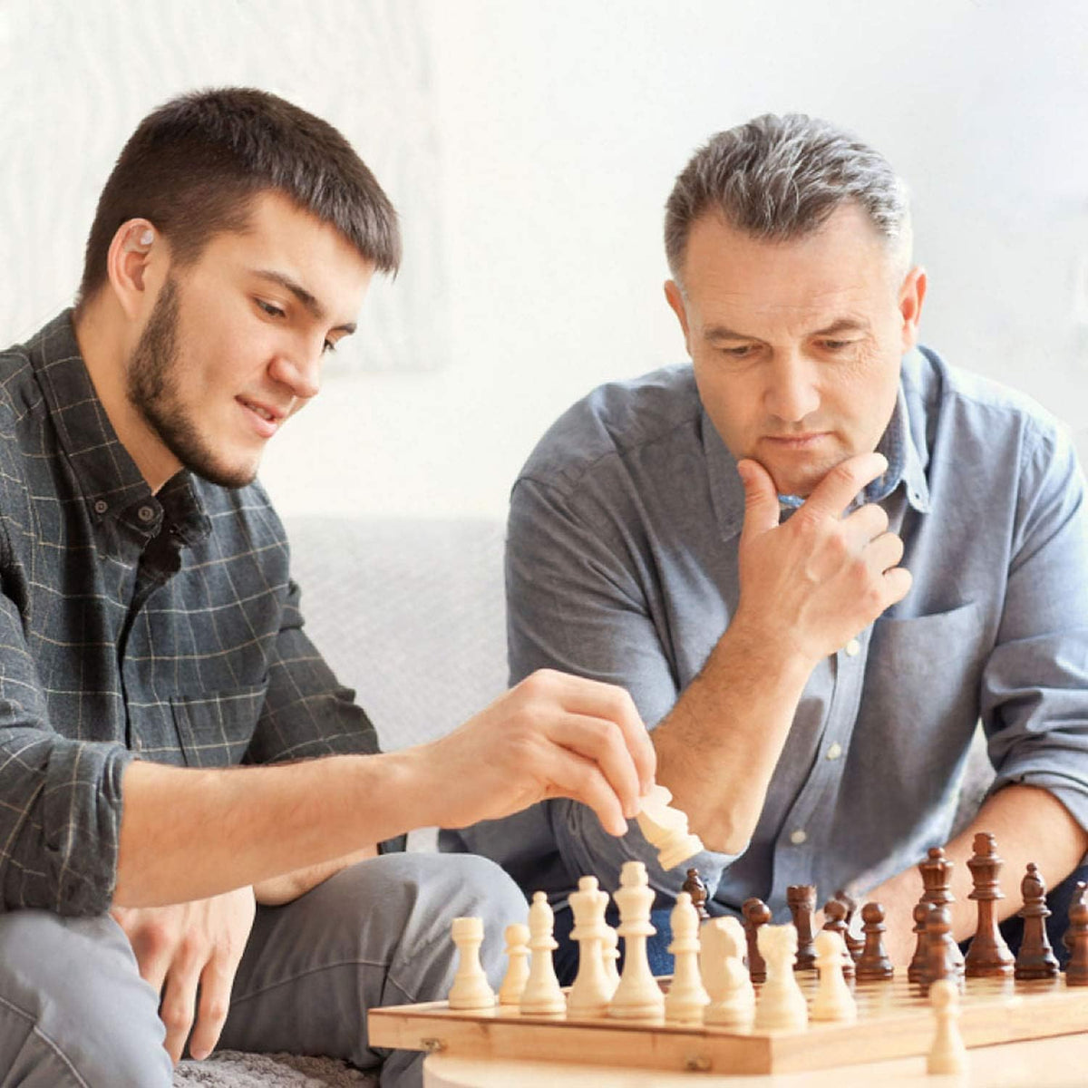 Magnetic Wooden Chess Set with Storage Slots W36488