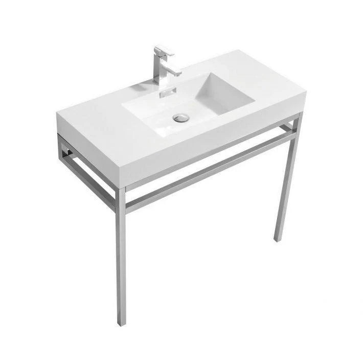 40 in. Stainless Steel Console with White Acrylic Sink T165