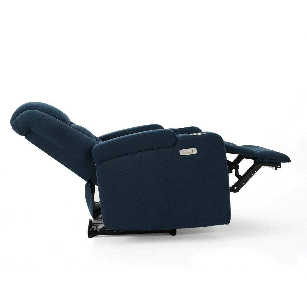 Navy Blue Tufted Fabric Power Recliner A589296