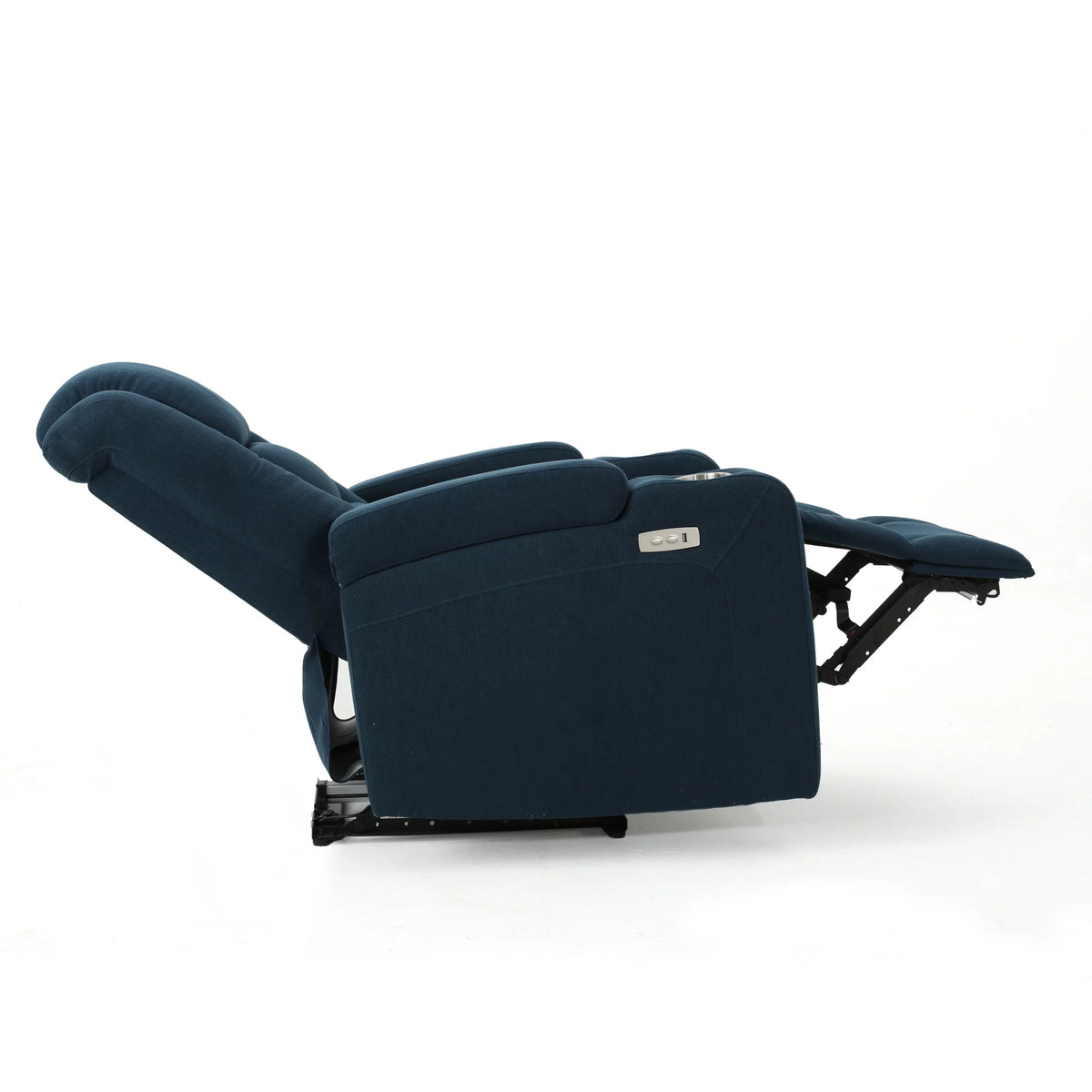 Navy Blue Tufted Fabric Power Recliner A589296