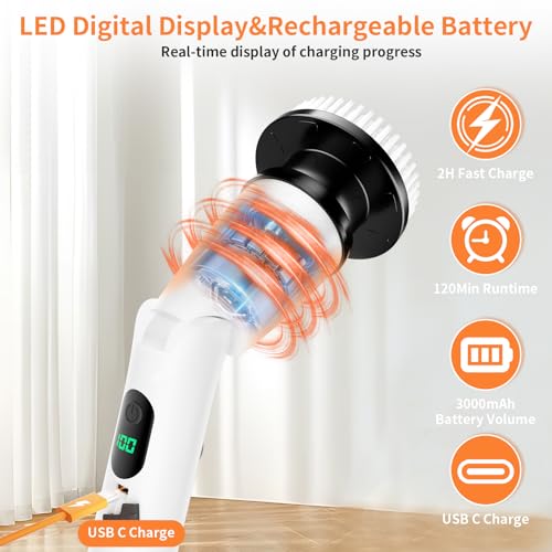 Cordless Electric Spin Scrubber with Long Handle W341