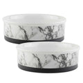 White Marble Pet Bowl Set of 2 S6001
