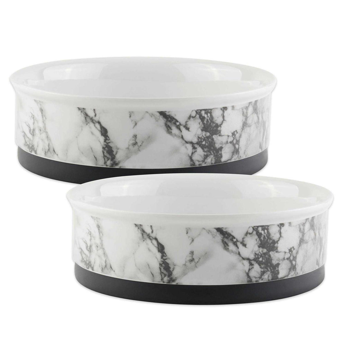 White Marble Pet Bowl Set of 2 S6001