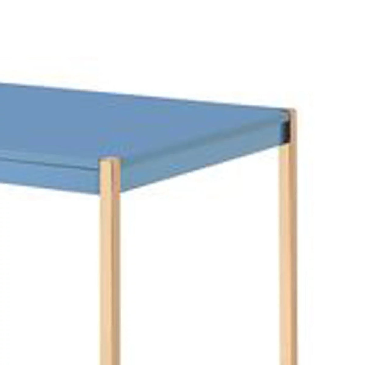 Blue and Rose Gold Writing Desk with USB Dock and Metal Legs H422