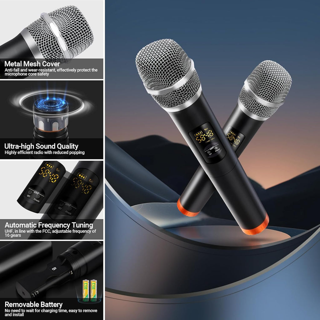 Wireless Karaoke Microphone System with 16 Channels UHF Microphone H51565