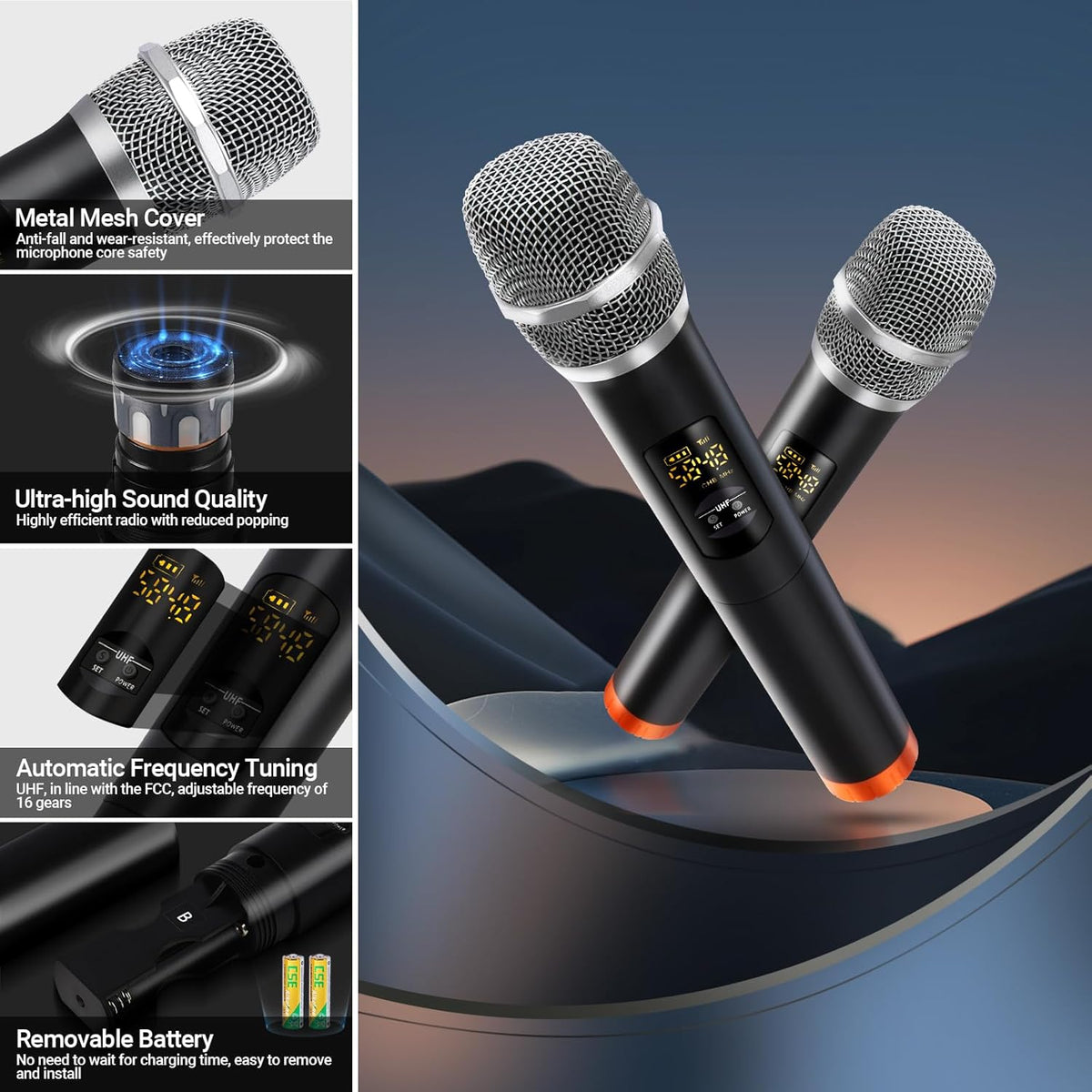 Wireless Karaoke Microphone System with 16 Channels UHF Microphone H51565