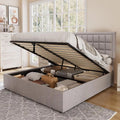 Queen Size Light Grey Upholstered Storage Bed Frame K972