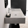 White One Hole Rectangular Ceramic Wall Mounted Vessel Sink W98350