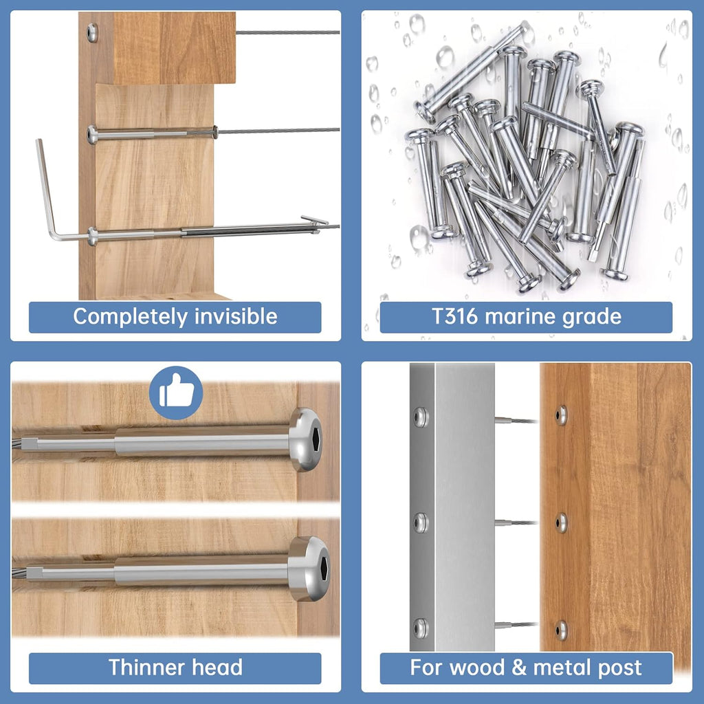 20Pair Cable Railing Kit Invisible 1/8 T316 Stainless Steel T1291