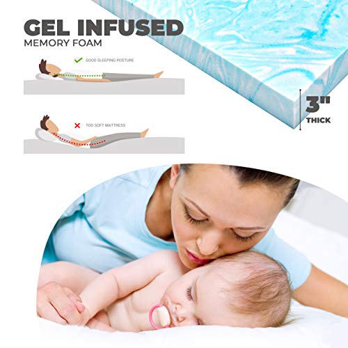 3" Cooling Gel Infused Memory Foam Travel Mattress with Carry Bag C8522