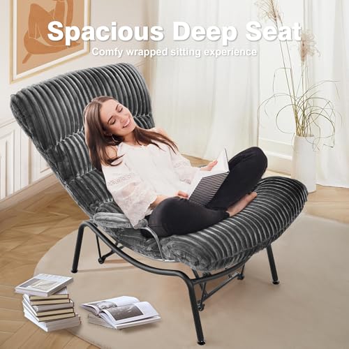 Grey Corduroy Rocking Chair with Ottoman Z7689