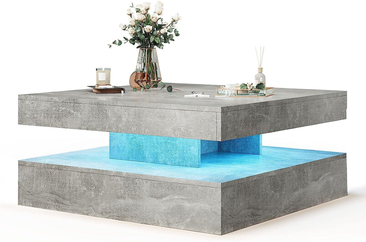 2 Tier Square LED Coffee Table with 16 RGB Lights P4501