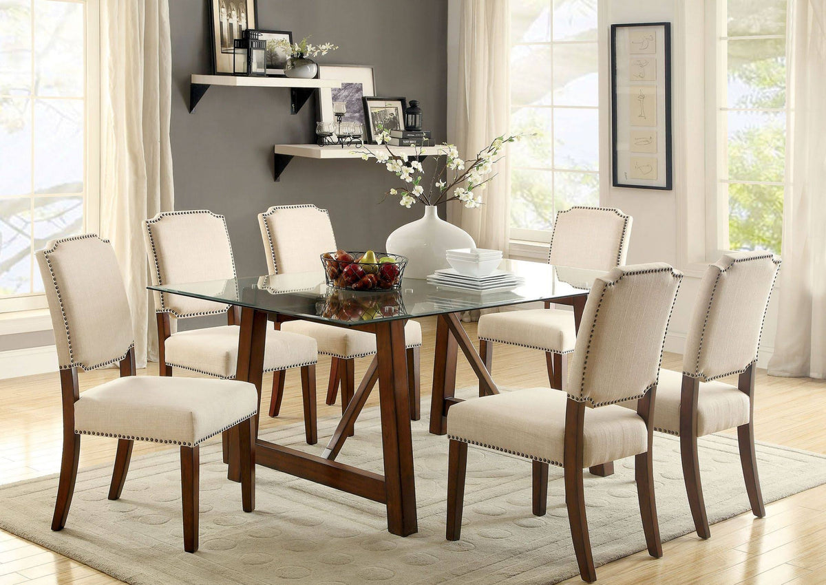 Brown Cherry and Ivory Side Chair Set of 2 T294