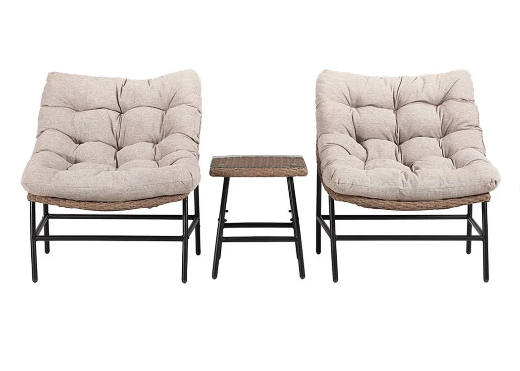 Outdoor Patio Papasan Chair Set with End Table O807851