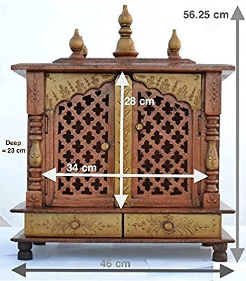 Wooden Pooja Mandir Cabinet P348