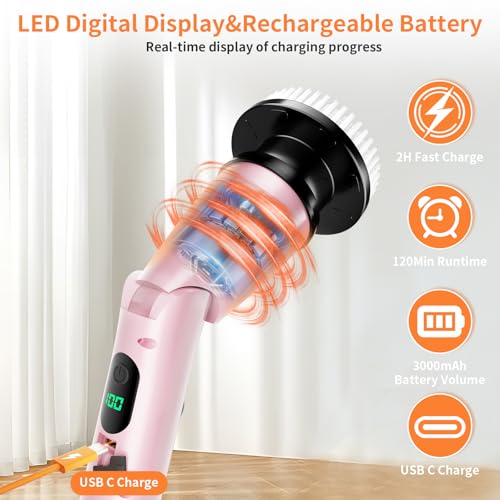 Cordless Electric Spin Scrubber with Long Handle W341