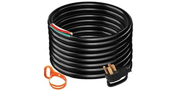 30' 50A RV Power Cord 6/3 + 8/1 AWG NEMA 14-50P to Bare Wire D120