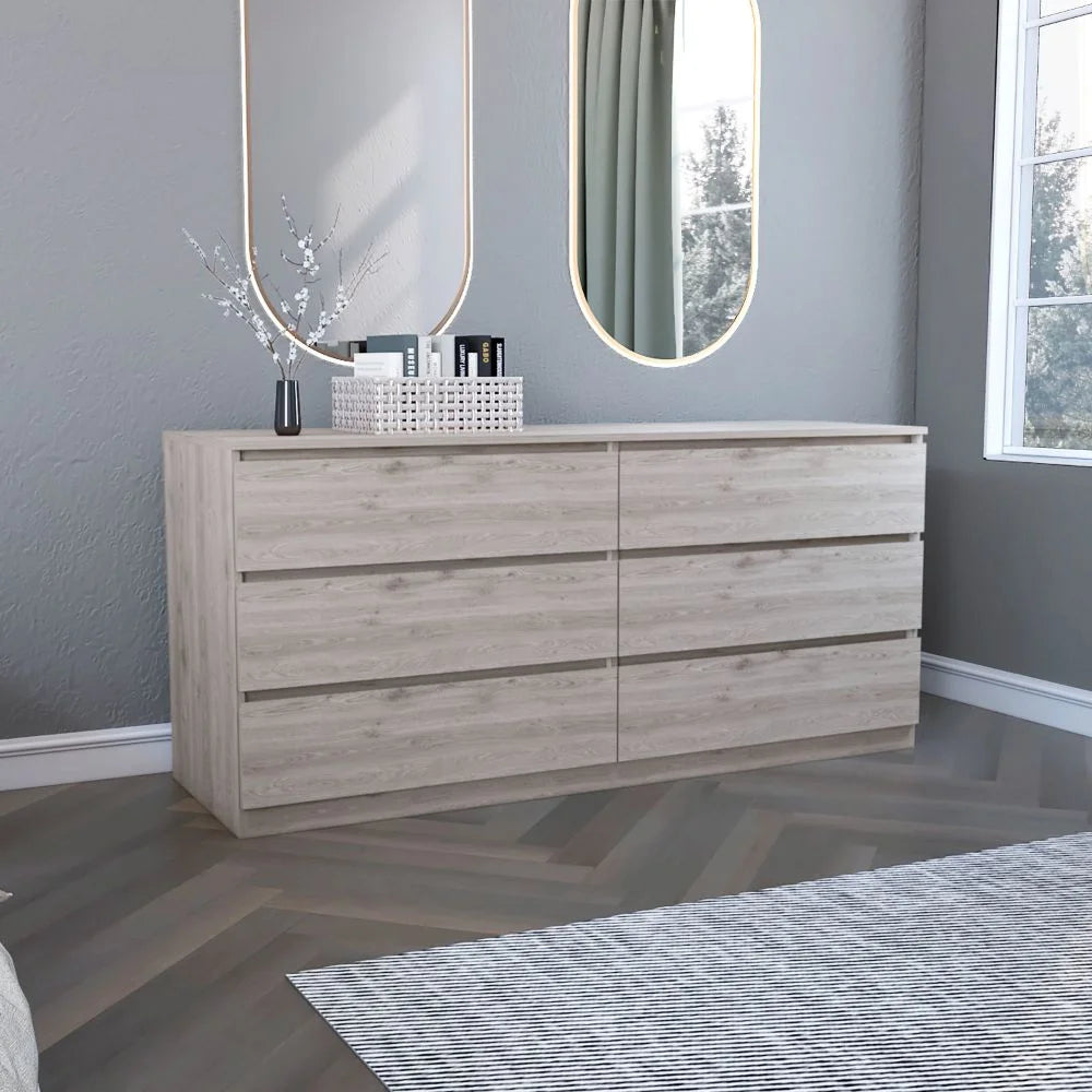 6 Drawer Double Dresser Light Gray J755705