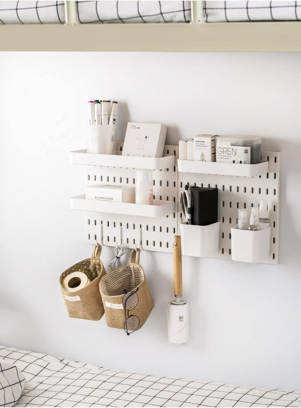 Pegboard Wall Organizer Kit 4 Boards 14 Piece Accessories 22x22 White Pack of 2 H515856