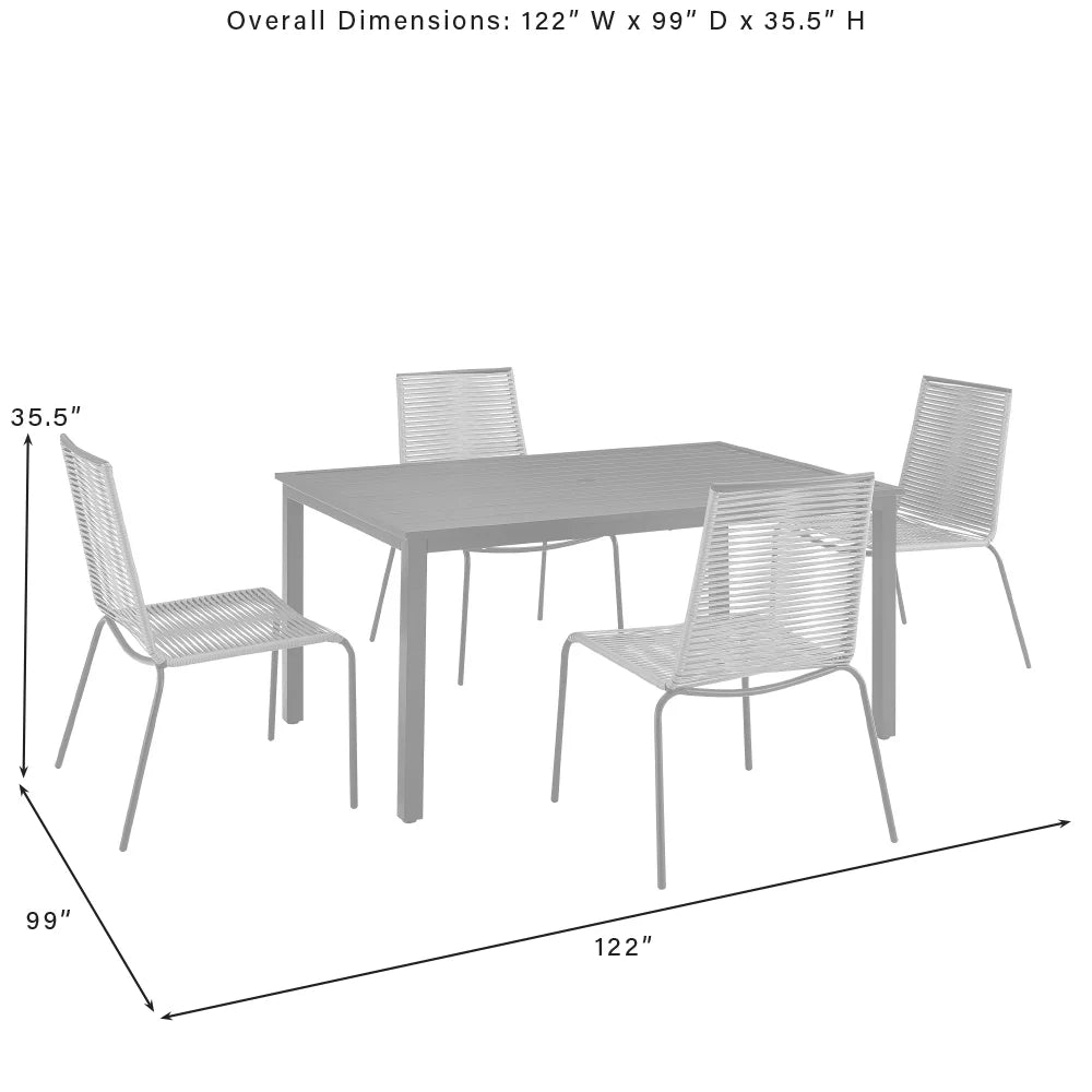 5 Pc Gray Wicker Rattan Outdoor Dining Set A592137