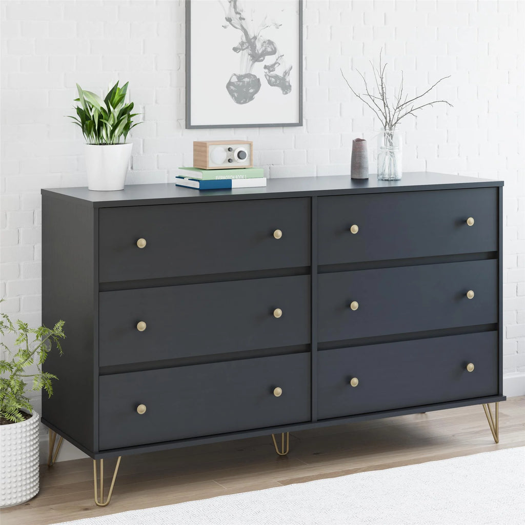 Black 6 Drawer Dresser C295