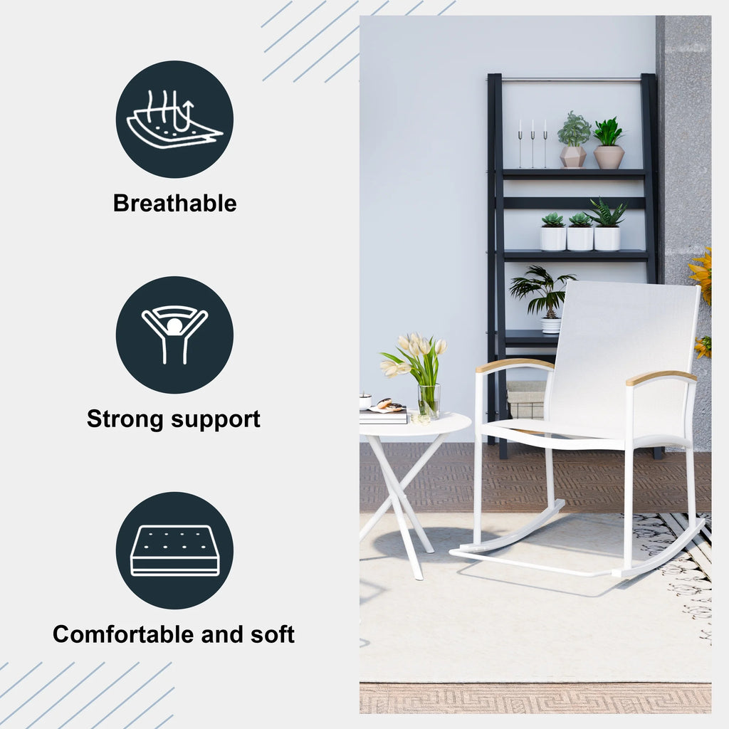 3 Pieces Patio Set Rocking Bistro Textilene Chair Black P704046