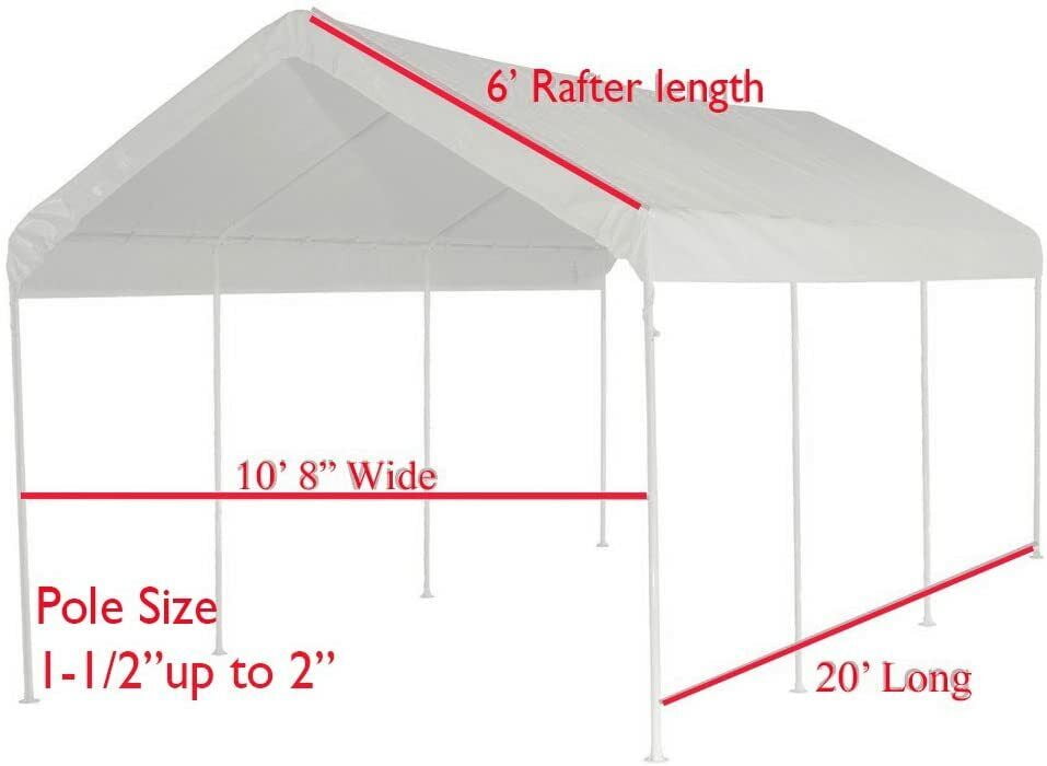 White Canopy Replacement Cover for 10' W X 20' L Frames U520192