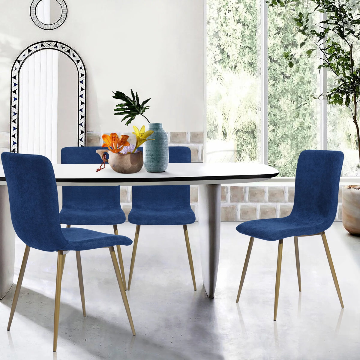 Navy Blue Velvet Dining Chairs Set of 4 J1965