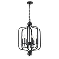 Flat Black 6-Light Candle Style Square Chandelier S396