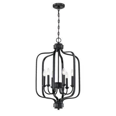 Flat Black 6-Light Candle Style Square Chandelier S396