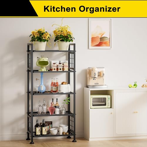 6-Wire Metal Standing Storage Shelf Rack Black V51295