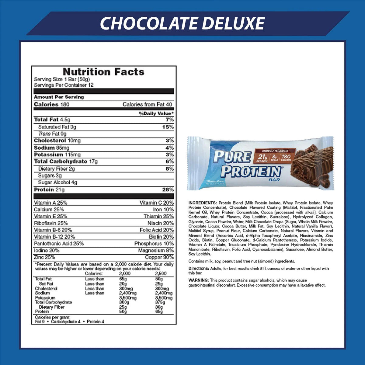 Chocolate Deluxe Protein Bars, 1.76 oz, 12 Count N72496