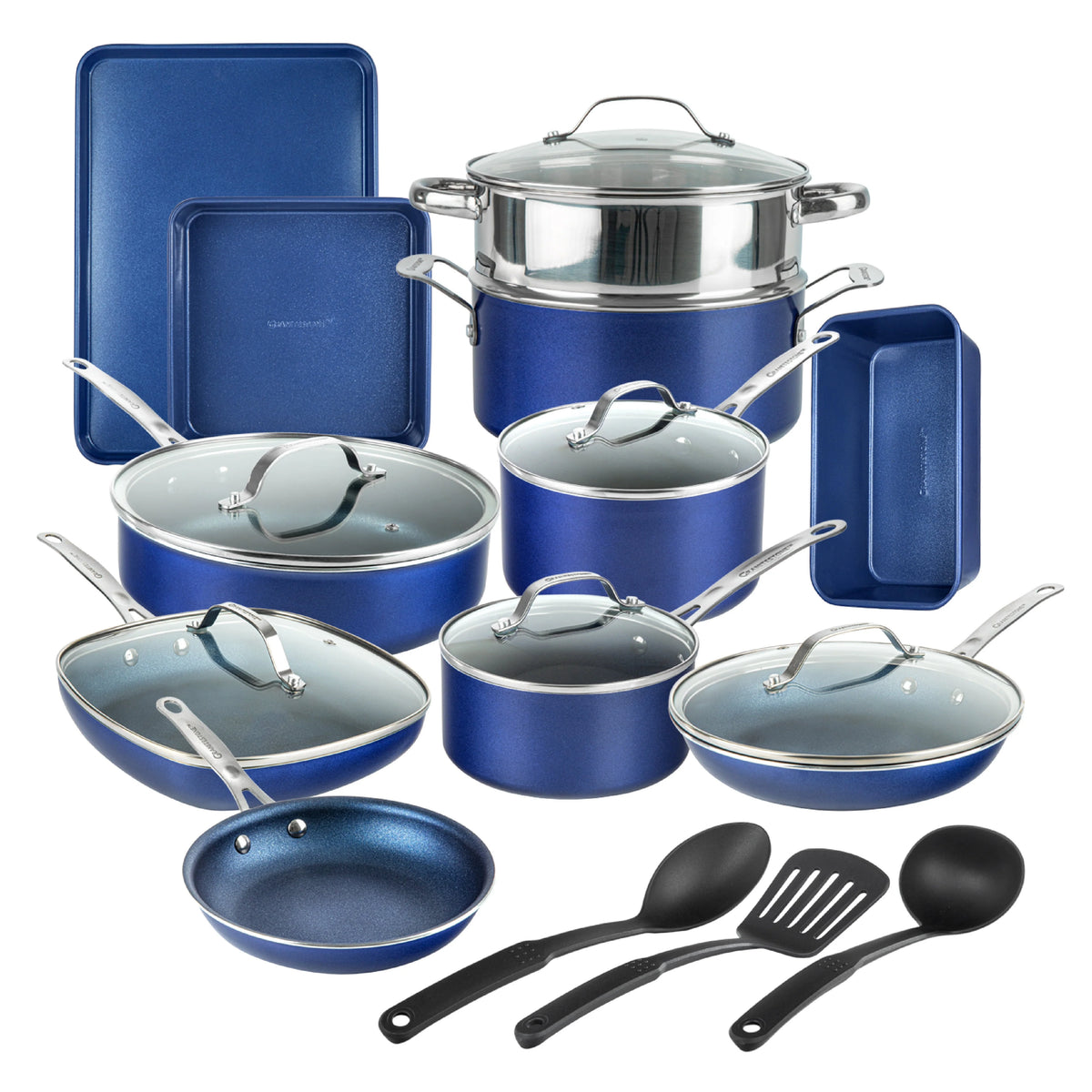 20 Piece Nonstick Cookware Bakeware Set Blue X9074