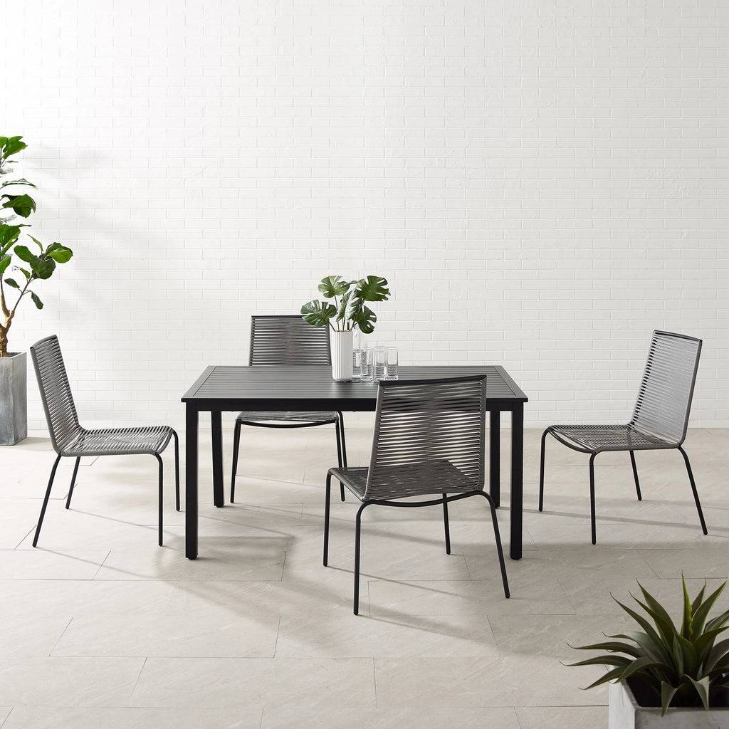 5 Pc Gray Wicker Rattan Outdoor Dining Set A592137