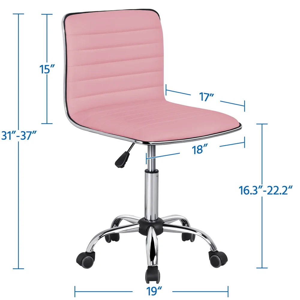 Pink Swivel Task Chair with Adjustable Height U4693