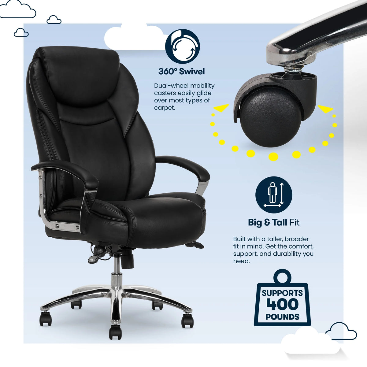 Black Bonded Leather Big & Tall Office Chair O86911