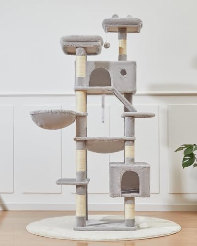 71-Inch Multi-Level Cat Tree with Hammock and 2 Top Perches E8660