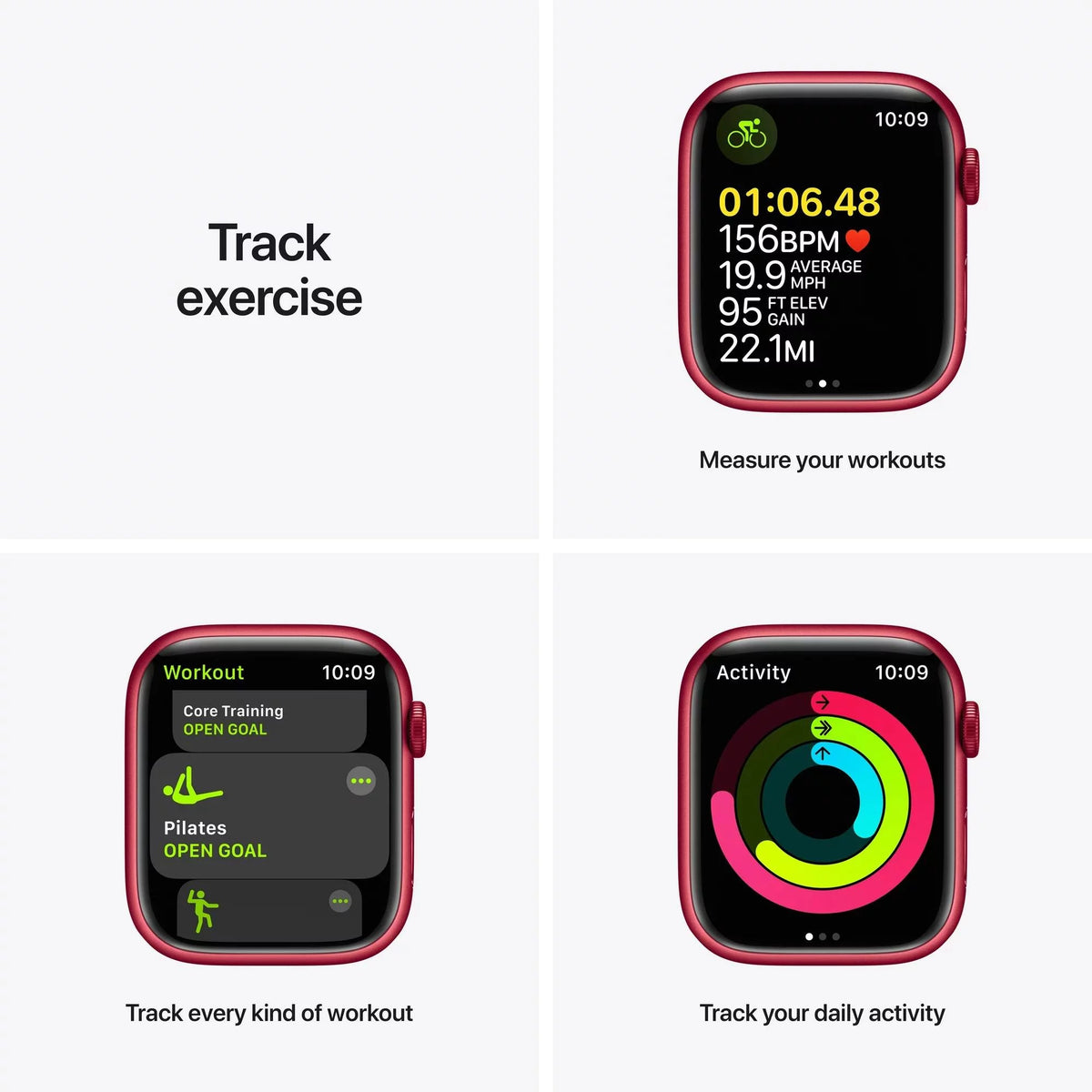 Red 45 mm Aluminum Case Smartwatch with Sport Band C34122