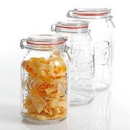 3 Piece Embossed Glass Preserving Storage Jar T20938